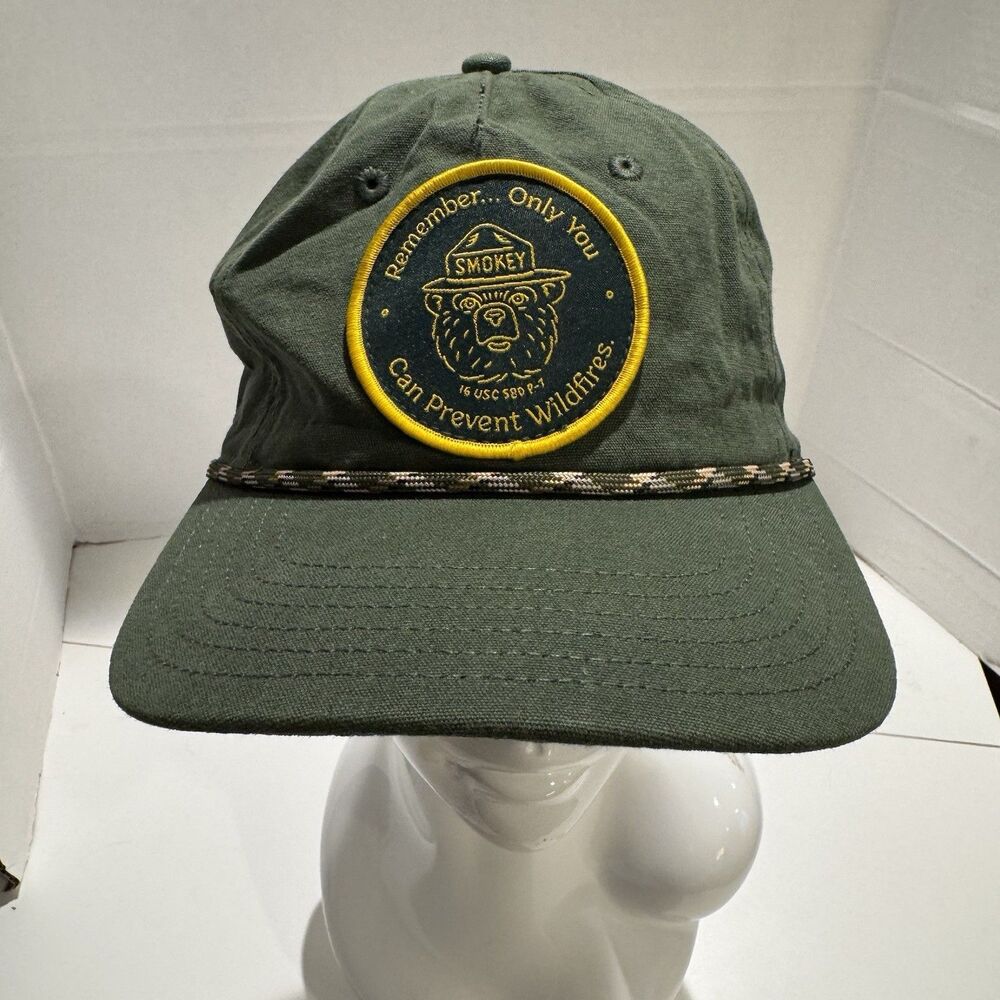 Smokey Bear Green Canvas Baseball Hat "Remember Only You can Prevent Wildfires"
